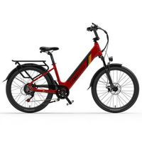 bicicleta electrica urbana lankeleisi es500pro bateria de 48 v y 145 ah neumaticos de 24 velocidad maxima de 32 kmh roja