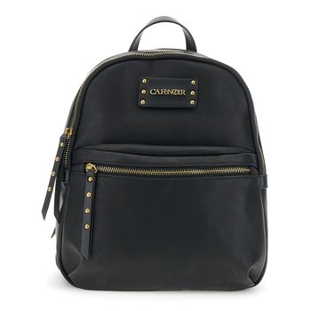 mochila efecto piel vintage con bolsillo frontal con cremallera black