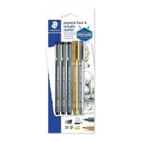 lapiz mecanico staedtler set escritura creativa 3 rotuladores pigment liner 2 metalicos