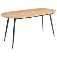 mesa de comedor redonda ovalada extensible moderna industrial patas de metal marron claro seniac
