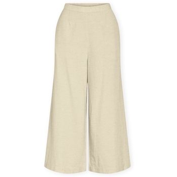 Vila Pantalones Prisilla Trousers - Super Light Natural Melange para mujer