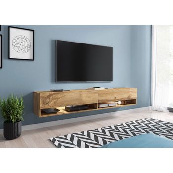 Mueble De Tv Lowboard A 180 Cm, Mueble De Televisión, Mueble De Salón, Sin Iluminación Led, Color Wotan