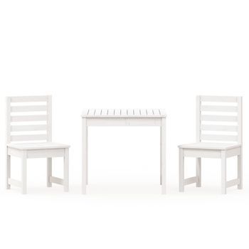 Mesa Y Sillas De Jardín 3 Uds Madera Maciza De Pino Blanco Cfw811713