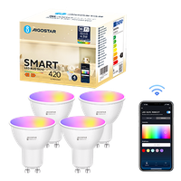 aigostar bombilla inteligente led gu10 bombillas alexa 5w 420lm bombilla wifi rgb  2700k-6500k regulable controladas por app conexion rapida compatible con google homealexa 4 unidades
