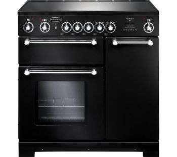 RANGEMASTER Kitchener 90 Electric Ceramic Range Cooker - Black & Chrome, Black