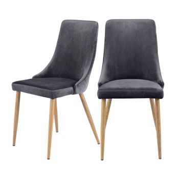 Set de 2 sillas de terciopelo gris