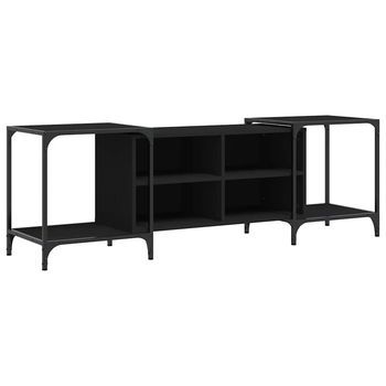 Mueble De Tv De Madera De Ingeniería Negro 153x37x50 Cm Vidaxl
