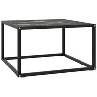 mesa de centro negra con vidrio de marmol negro 60x60x35 cm vidaxl