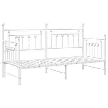 Estructura De Cama De Día Con Cabecera Blanco 80 X 200 Cm Acero