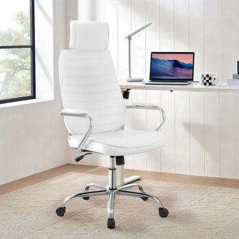 Silla de oficina giratoria regulable en simil cuero blanco