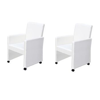 Sillas De Comedor 2 Unidades Cuero Sintético Blanco Vidaxl