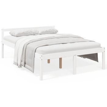 Estructura De Cama Madera Maciza De Pino Doble Blanco 135x190cm