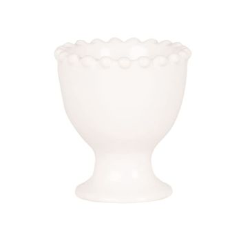 Huevera de loza blanca