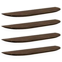pack 4 estanterias redondeadas de madera flotantes nogal 200x32cm