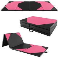 colchoneta de entrenamiento plegable de piel sintetica con cierres de velcro y tapete asas de transporte 300 x 117 x 5 cm rosa
