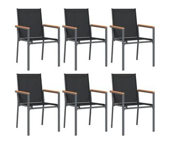 Sillas de jardin 6 unidades textilene y acero negro 55x61,5x90 cm