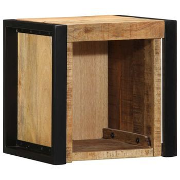 Mesitas De Noche 2 Uds | Mesilla De Noche 40x35x40cm Madera Maciza Rugosa Mango
