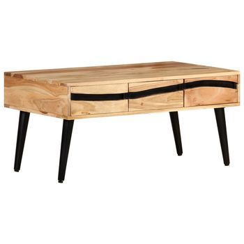 Mesa De Centro De Madera Maciza De Acacia 88x50x42 Cm Vidaxl