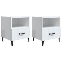 mesitas de noche 2 uds madera contrachapada blanco brillante vidaxl