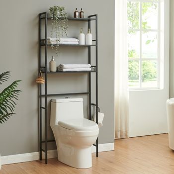 Mueble De Baño Sobre El Inodoro Ljukhobro Metal 164x64x20cm - Negro [en.casa]