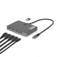 adaptador usb-c startechcom quad-usb-dp-adapt 4x displayport 4k 60hz  usb-a 20  pd 140w