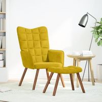 sillon de relax con taburete terciopelo amarillo cfw711800