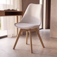 silla de comedor blanca de polipropileno y caucho