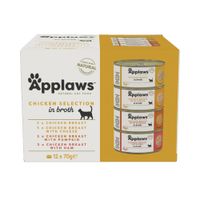 applaws en caldo 24 x 70 g latas para gatos - pack ahorro - pack mixto de pollo 4 variedades
