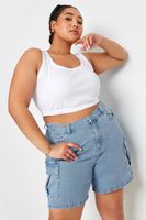 yours vaqueros cortos cargo en azul claro mujer curvy y tallas grandes yours