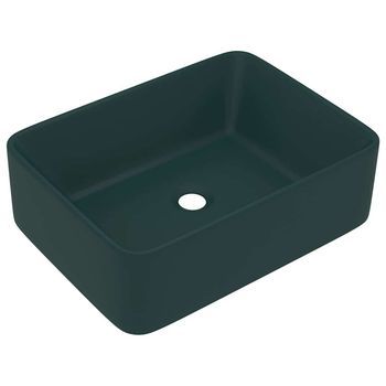 Lavabo De Lujo Cerámica Verde Oscuro Mate 41x30x12 Cm Vidaxl