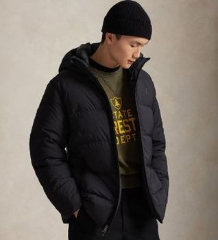 Polo Ralph Lauren para hombre. 710967773003 Abrigo de plumón acolchado mate negro (XL), Casual, Poliéster