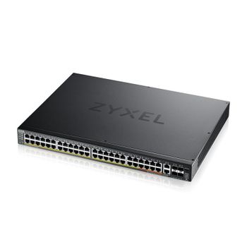Switch Zyxel 48 puertos Gigabit 2x10G cobre 4xSFP+ L3 PoE+ 960W rack QoS