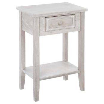 Mesita De Noche De Madera Natural Blanqueada Dimensiones L. 45 X P. 30 X A. 67 Cm
