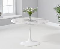 brighton 120cm round marble white dining table