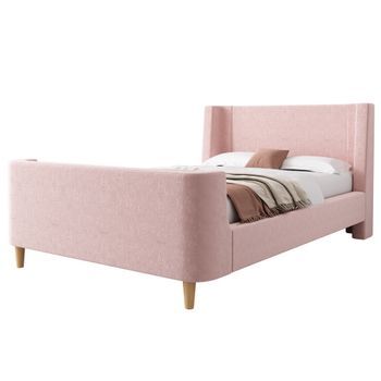Cama Infantil De Tela De Seda Con Diseño Cósmico, Cama De Carro 90x200 Cm, Para Niños Y Niñas, Rosa, Con Latón De Madera Maciza Reforzado, Estructura Estable Y Segura, Sin Colchón