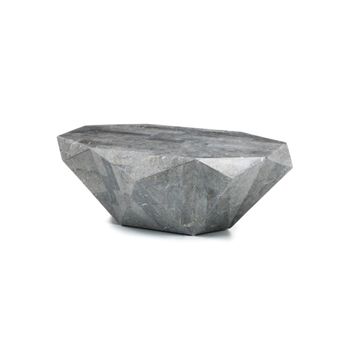 Mesa de centro moderna de piedra fósil gris 120 x 70 x h 40 cm