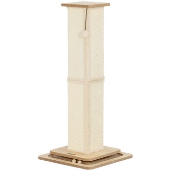 PawHut Rascador para Gatos Arañador para Gatos con Bola Colgante Juguete de Pelota de Pista y Poste de Sisal Roble
