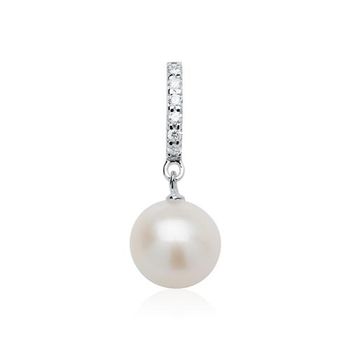 Colgante de perlas en oro blanco 14 quilates con diamantes