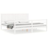 estructura de cama con cabecero madera maciza blanco 200x200 cm