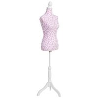 maniqui de madera y espuma forrado de tela rosa 24x375x168h cm
