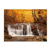 papel pintado 3d - autumn landscape  waterfall in forest 400x309 cm