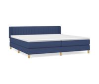 cama box spring con colchon tela azul 200x200 cm rayas verticales