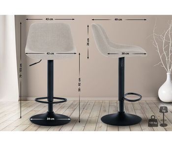 Set de 2 taburetes de bar loft tela crema 49x43x79 cm