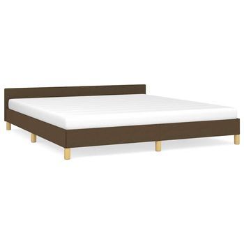 Cama Doble | Cama Para Adultos | Estructura De Cama Con Cabecero De Tela Marrón 160x200 Cm
