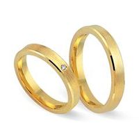 alianzas 14 quilates oro amarillo con diamante