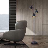 lampara de pie witney 3x e14 40w metal 154xo25 cm - negrodorado luxpro