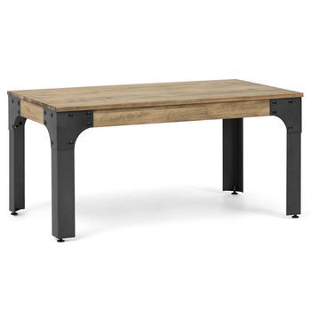Mesa De Centro Boston 100x80x46cm Estilo Industrial En Madera De Pino Envejecida Y Acero Negro Boxfurniture