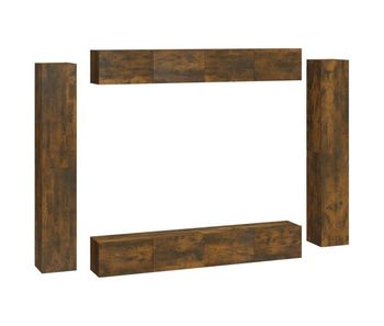 Set de muebles de tv 8 piezas madera contrachapada roble ahumado