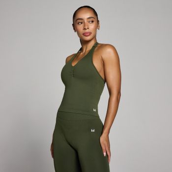 Camiseta de tirantes sin costuras con cuello halter Tempo para mujer de MP - Verde bosque - S
