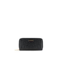 cartera grande con cremallera perimetral efecto piel con estampado en caliente black taglia unica